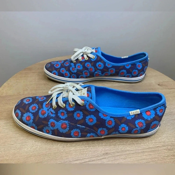 Keds Kate Spade Peacock Blue Floral Shoes - Picture 4 of 8